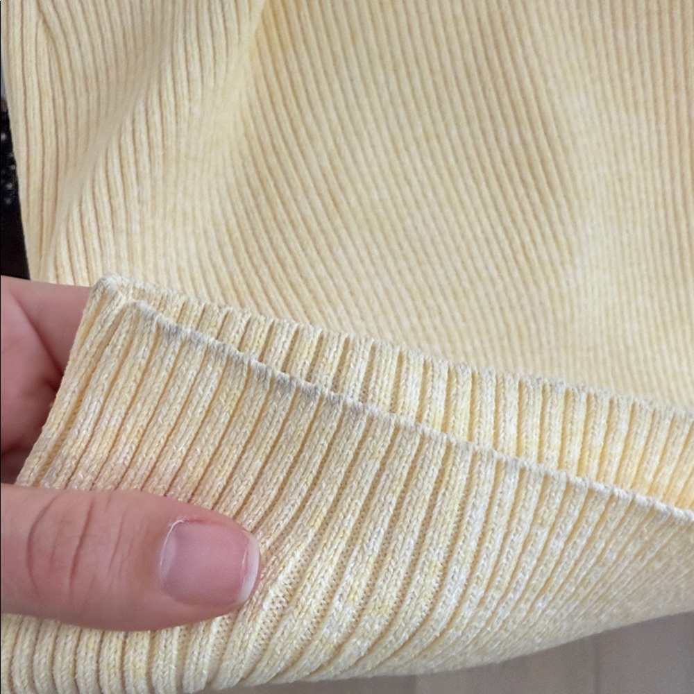 Ganni melange Pale Yellow Ribbed Scoop-Neck Knit midi Dress size medium - Picture 5 of 8